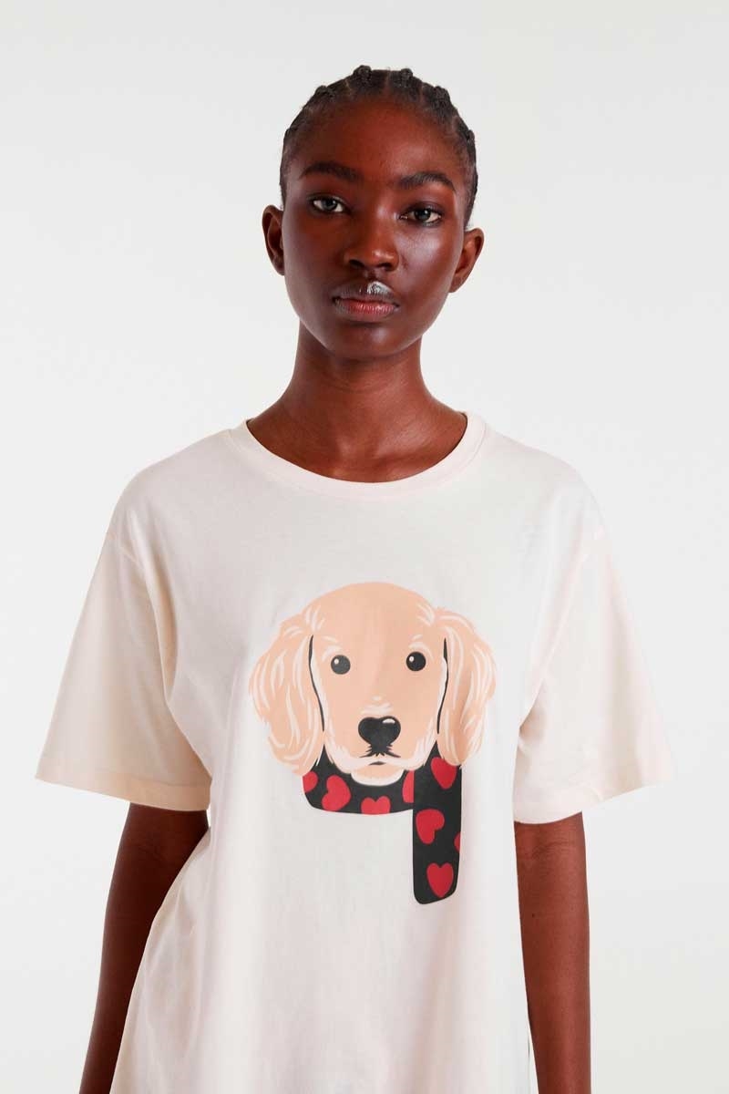 camiseta de algodón print perro