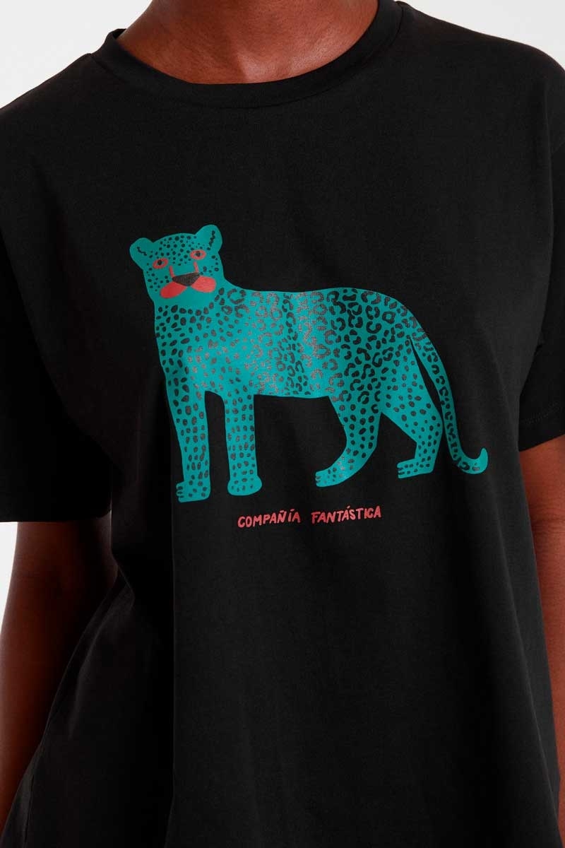 Camiseta de algodón con print de leopardo