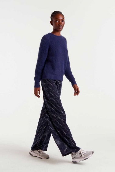 Pantalón jacquard con estampado super mini dots