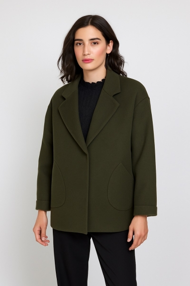 abrigo lana corto kaki