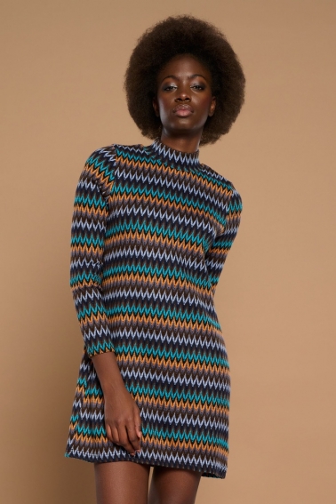 Vestido corto cuello perkins Milan