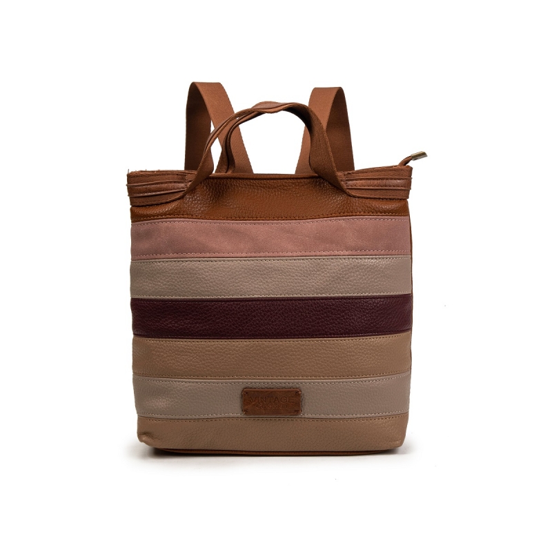 Mochila en contraste de colores camel