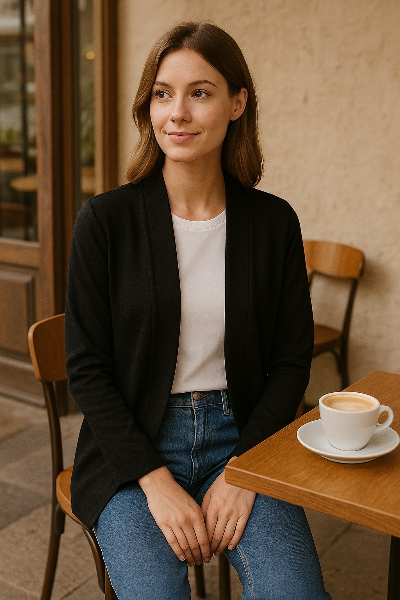 chaqueta de punto con cuello smoking negro