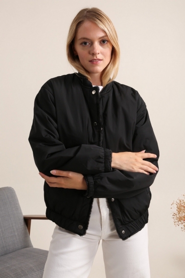 Bomber reversible teddy negra