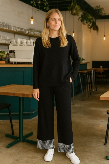 Set de punto con estampado negro