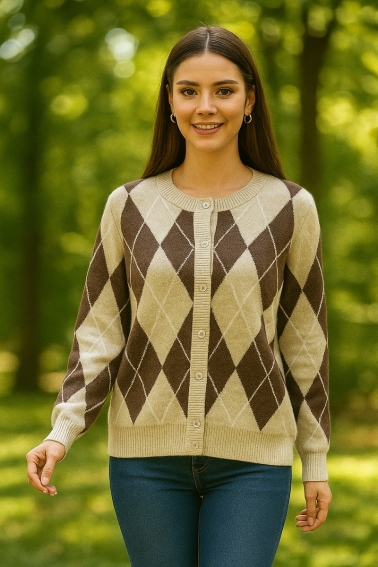 Chaqueta de punto robos beige