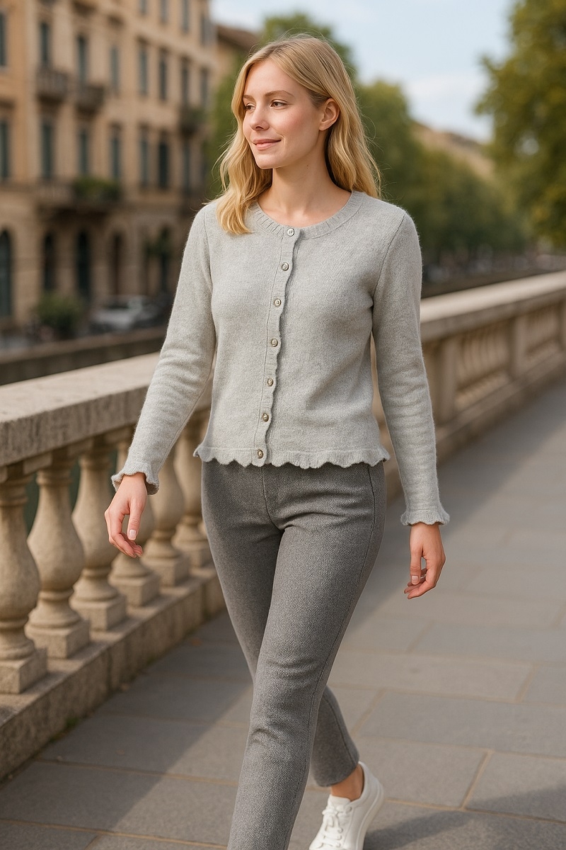 Chaqueta de punto con ondas gris