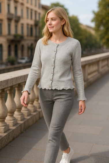 Chaqueta de punto con ondas gris