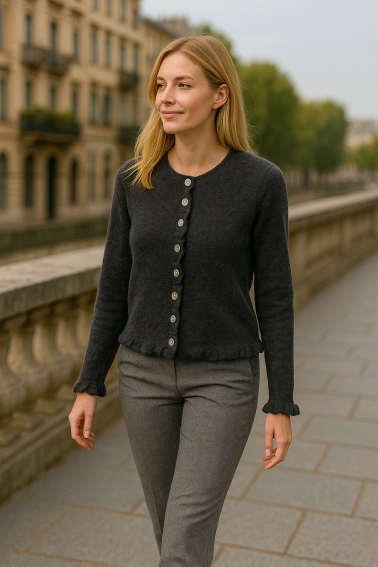 chaqueta de punto ondas negro