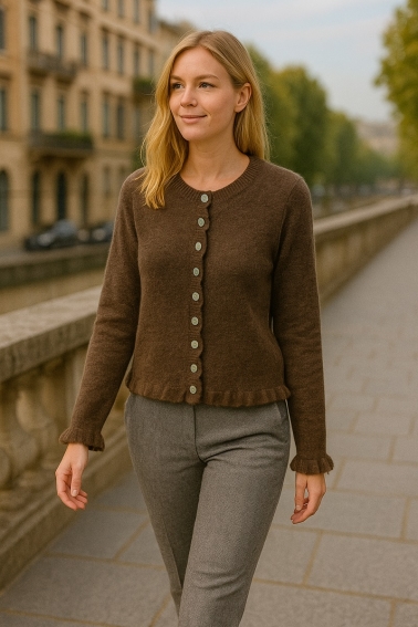 Chaqueta de punto con ondas marrón