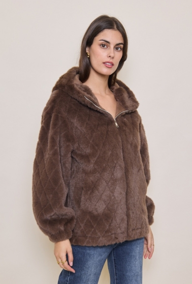 Cazadora efecto piel brown