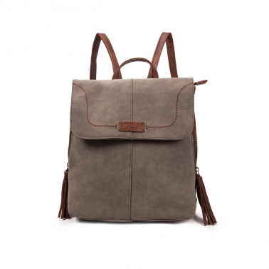 mochila pespunteada gris