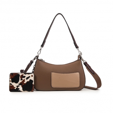 bandolera con cartera animal print marrón