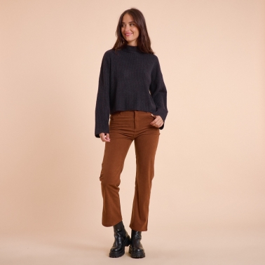 Pantalón micropana recto camel