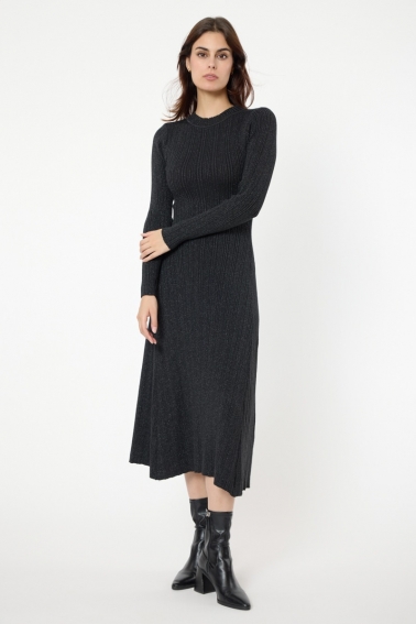 Vestido largo de punto negro