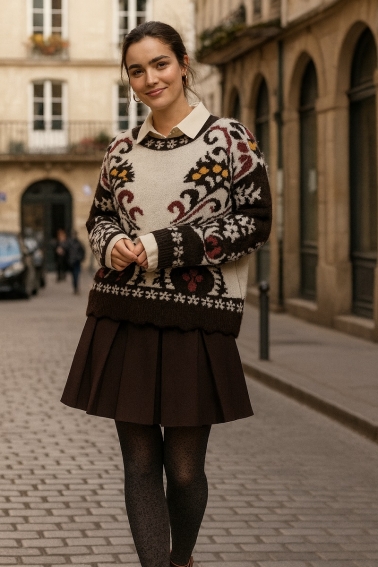 Jersey con estamapado etnico negro