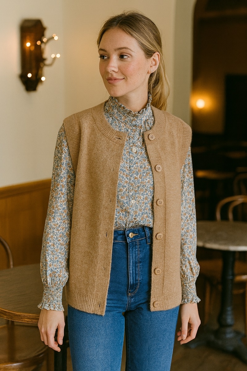 Chaleco de punto beige