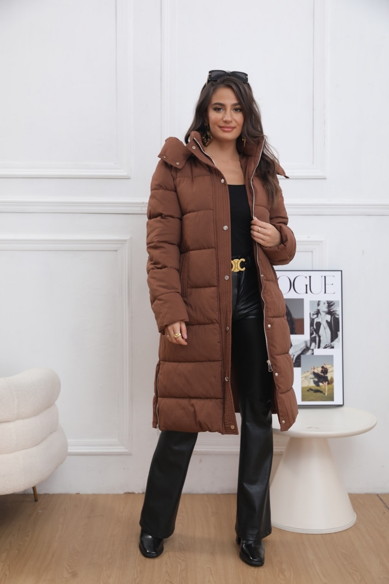 Abrigo acolchado largo chololate