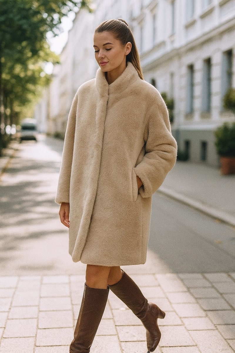 Abrigo ecopiel beige