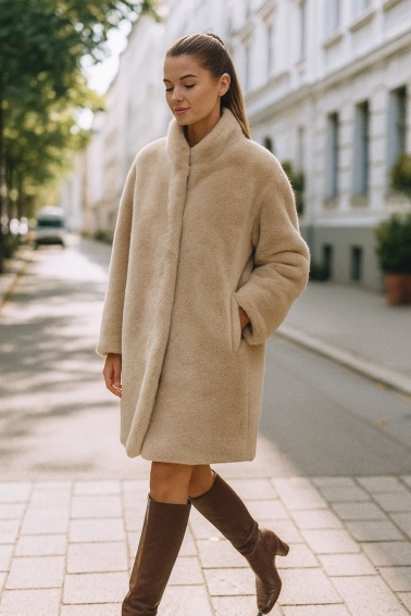 Abrigo ecopiel beige