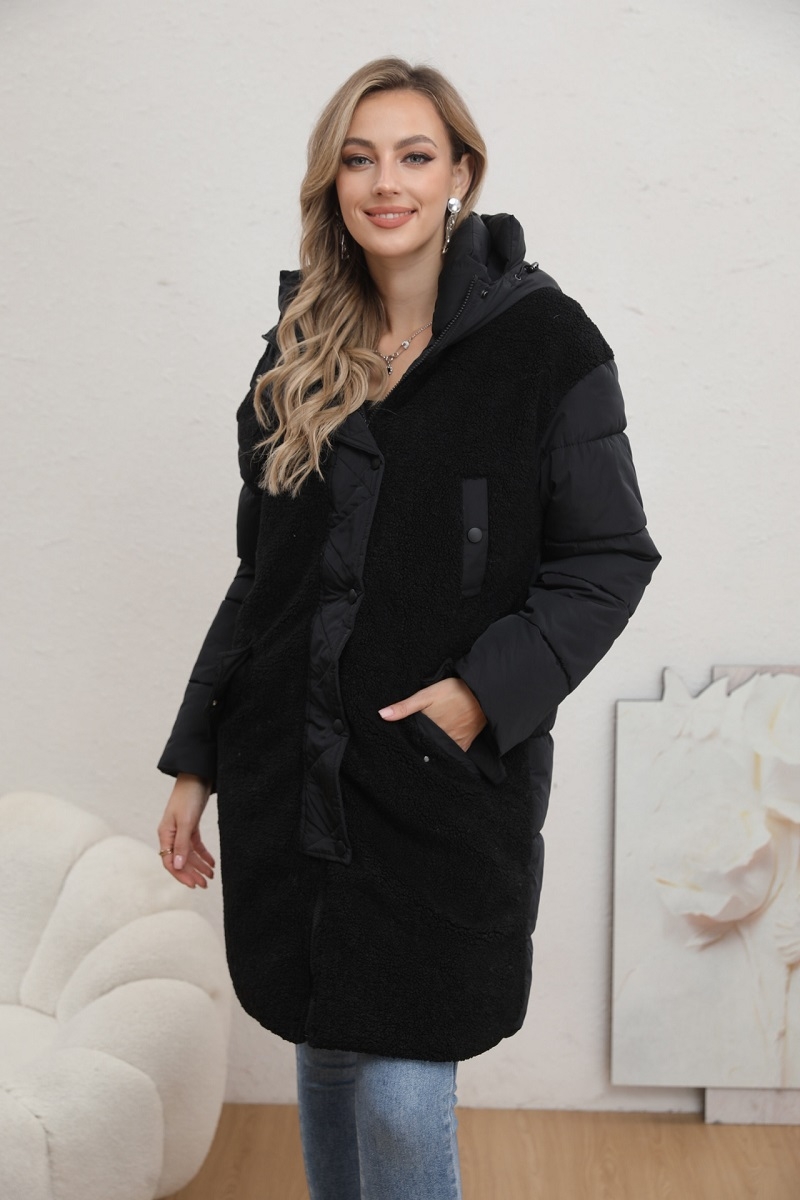 Abrigo acolchado con textura negro