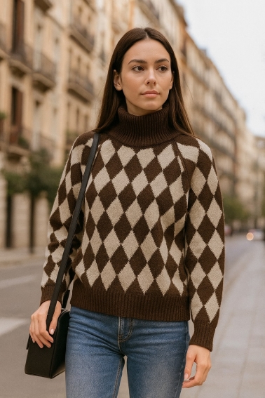 Jersey de rombos chocolate