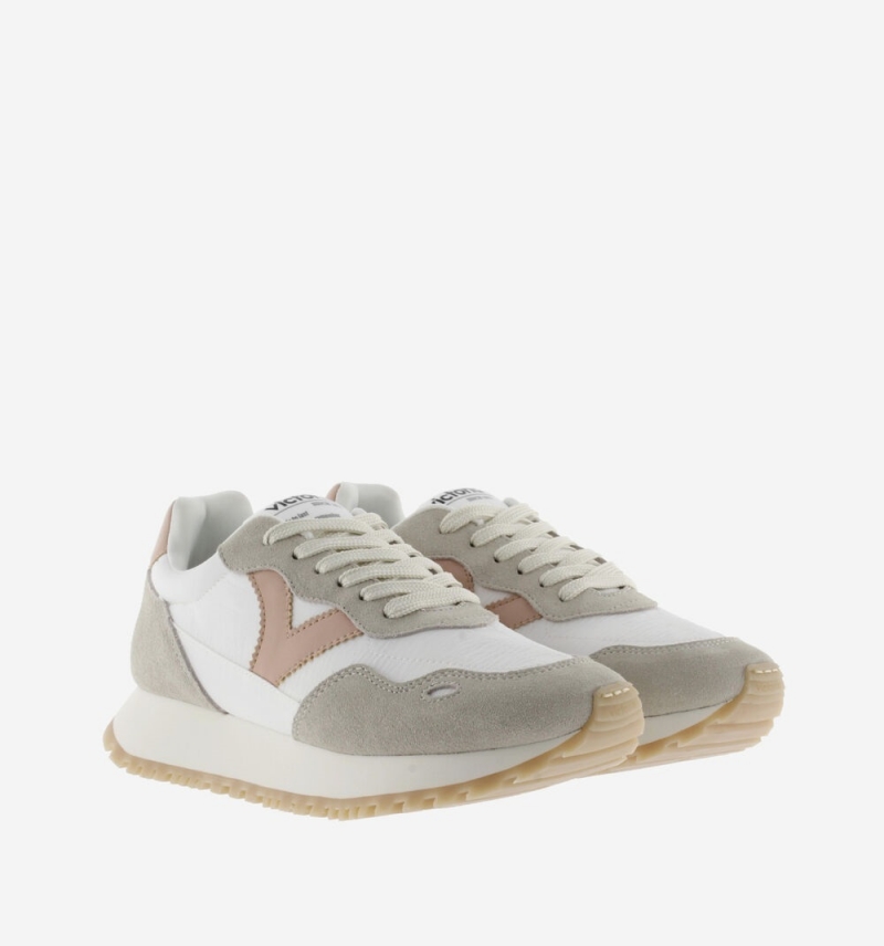 Sneakers Viento contraste tejidos nude