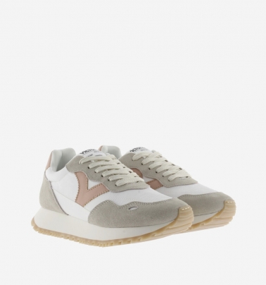 Sneakers Viento contraste tejidos nude