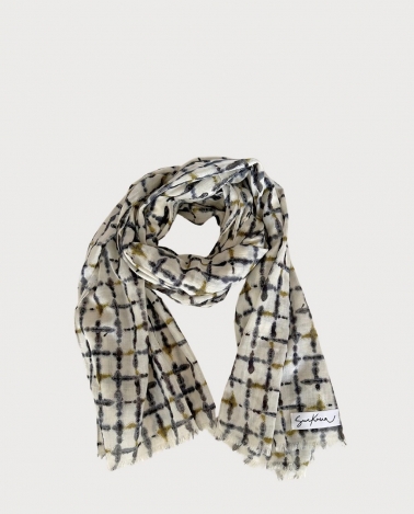 Pañuelo rectangular estampado gris