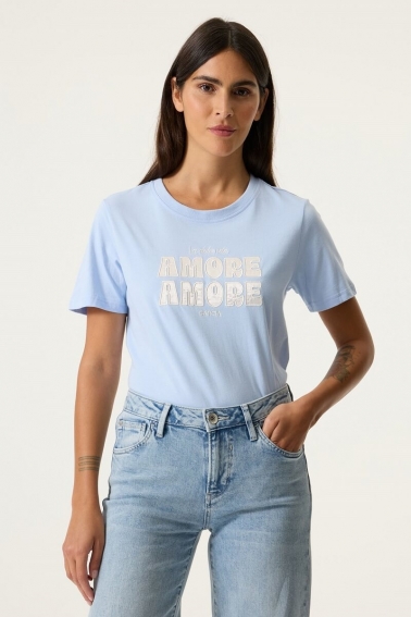Camiseta de algodón amore azul