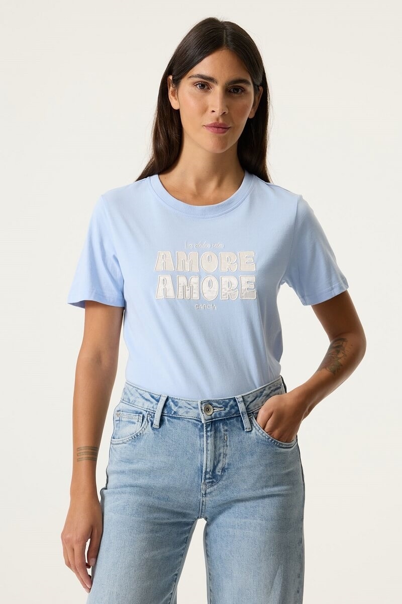 Camiseta de algodón amore azul