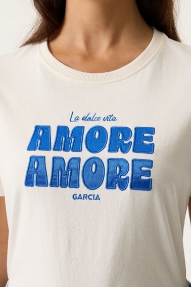 Camiseta de algodón amore blanca