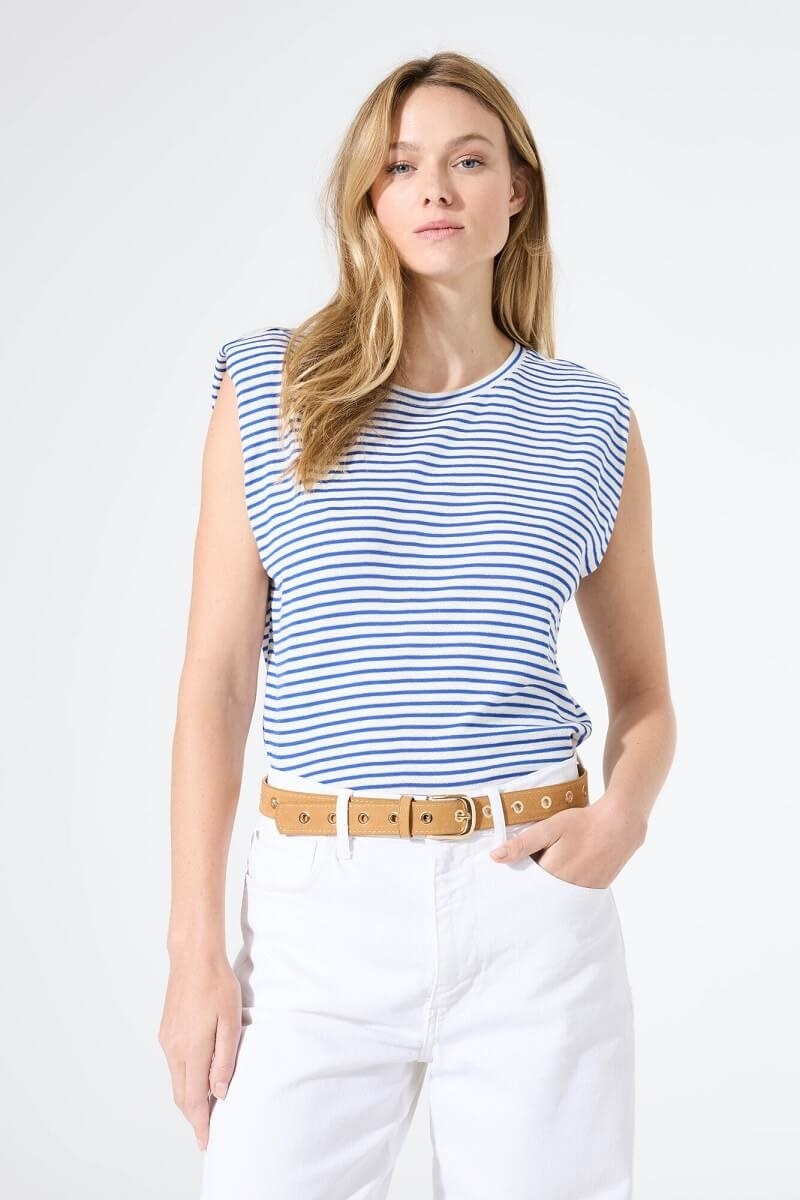 camiseta sin mangas rayas azul