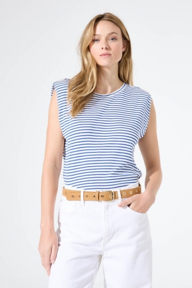 camiseta sin mangas rayas azul