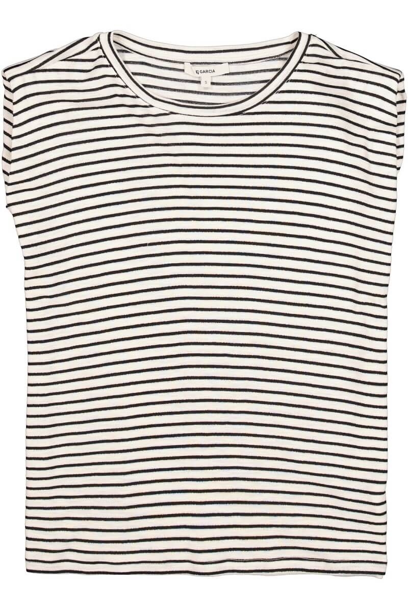 Camiseta sin mangas rayas negra