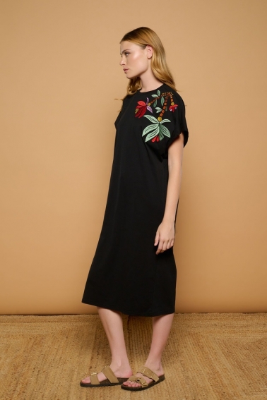 Vestido midi de algodón black boho