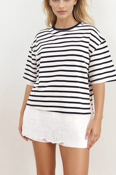 Camiseta marinera con puntilla marino