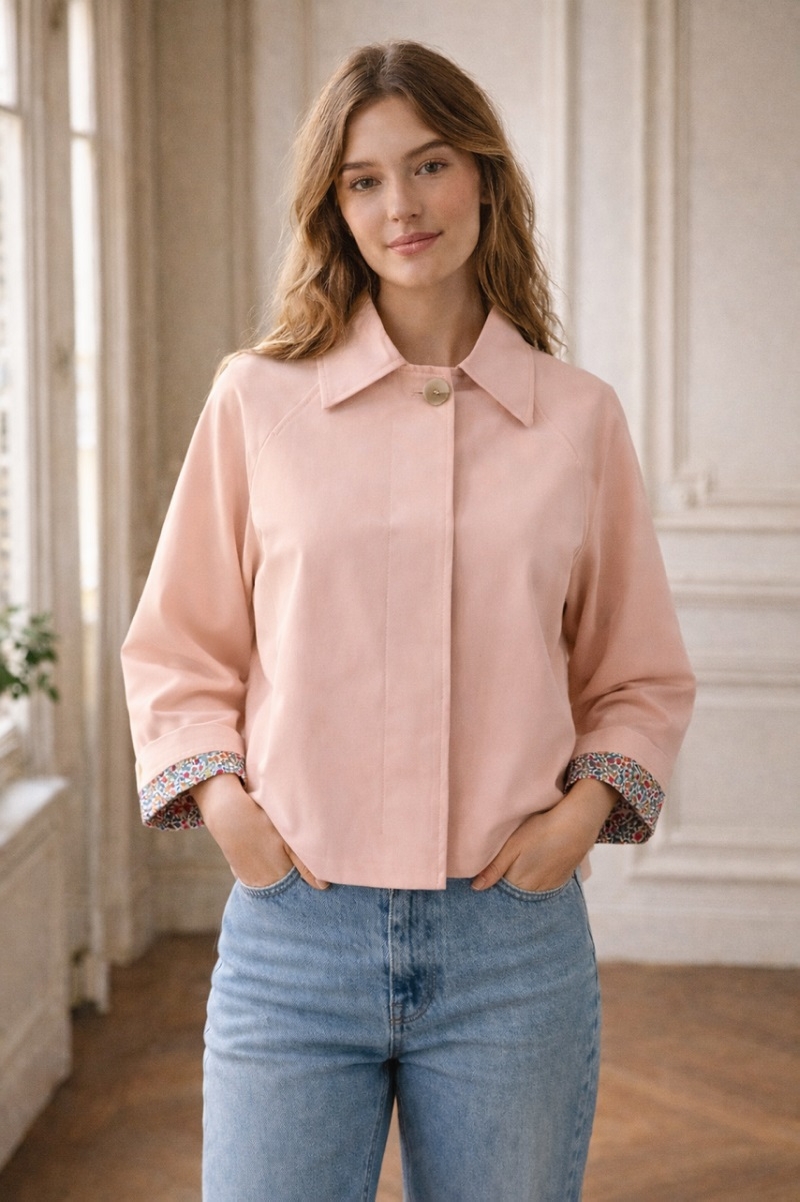 gabardina corta rosa