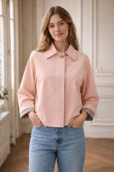 gabardina corta rosa