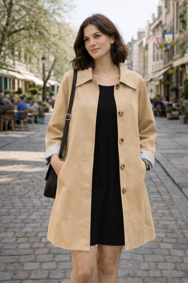 Gabardina de algodón beige