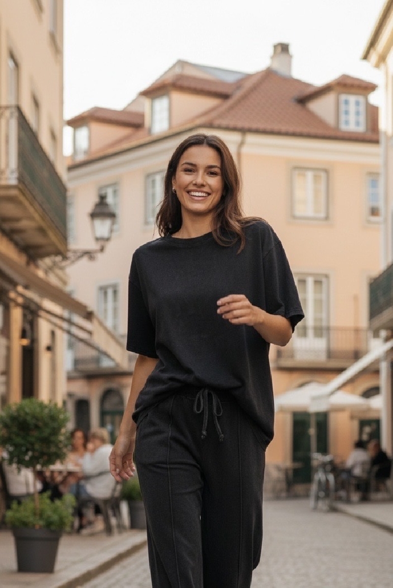 Camiseta viscosa negra