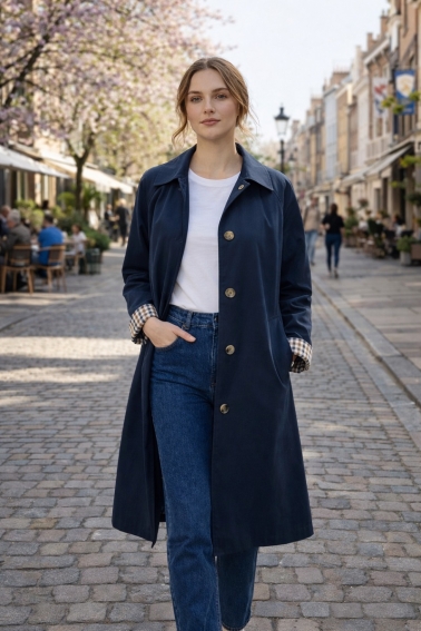 Gabardina algodón marino