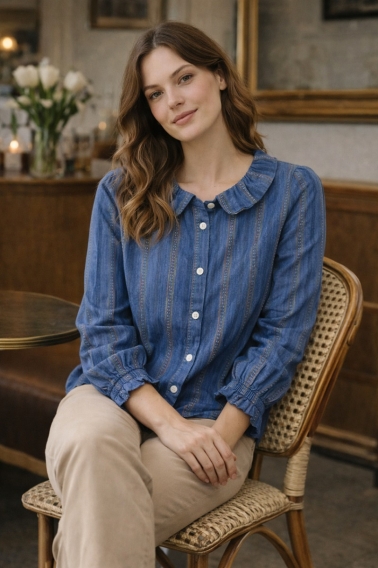 Camisa de algodón Darwin azul