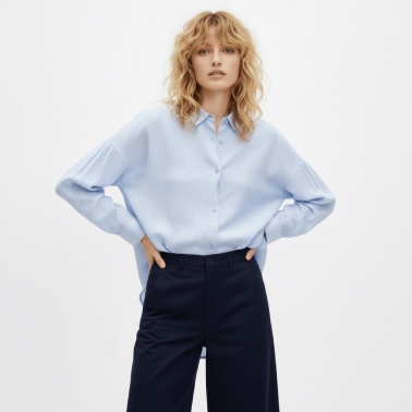 Camisa fluida rayas azul