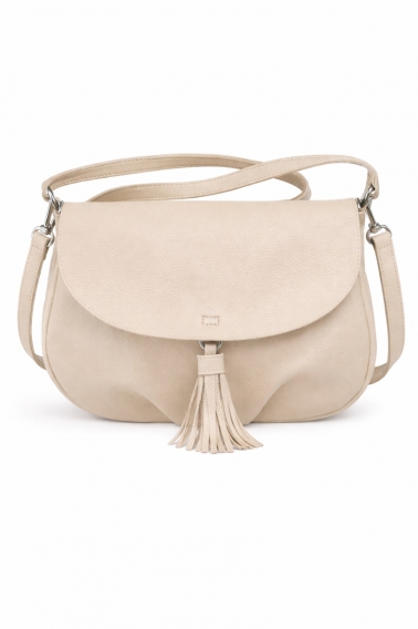 Bolso bandolera pompón beige