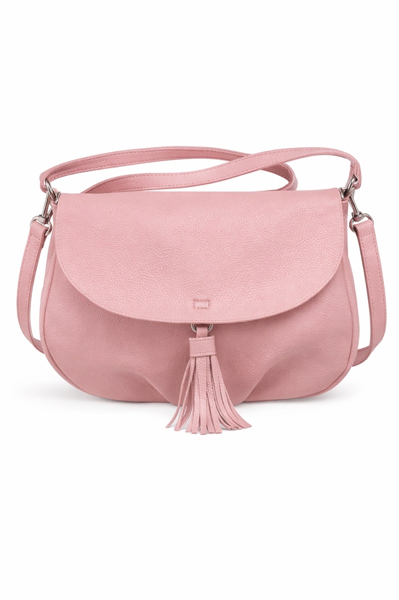 Bolso bandolera pompón rosa
