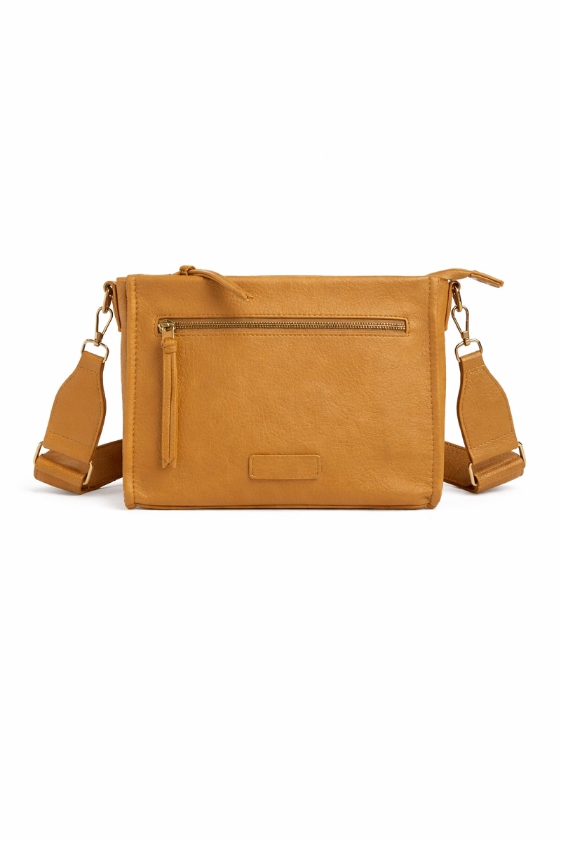 Bolso bandolera rectangular camel