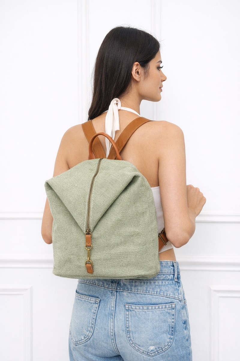 Mochila de algodón verde