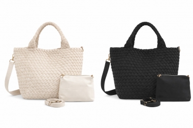 Bolso trenzado con neceser colores varios