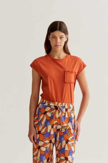 Camiseta básica 100% algodón teja